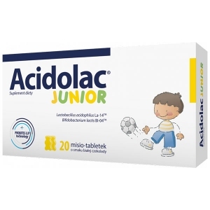 Acidolac Junior o smaku  białej czekolady x20 misio-tabletek