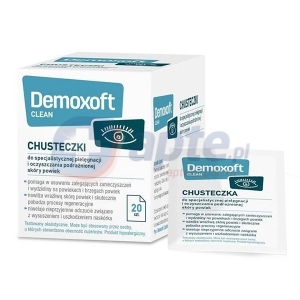 Demoxoft Clean chusteczki do specjalistycznej pielęgnacji i oczyszczania podrażnionej skóry powiek x20 sztuk