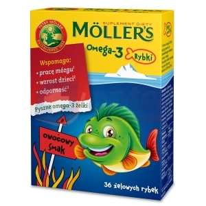 Mollers Omega-3 Rybki x36 żelowych rybek o smaku owocowym