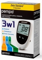 Pempa 3w1 urządzenie do pomiaru glukozy, cholesterolu, kwasu moczowego
