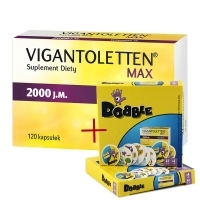 Vigantoletten Max 2000 j.m. x120 kapsułek <span style="color: #b40000">+ DOBBLE rodzinna gra w pary GRATIS</span>